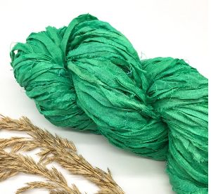 Parrot Green Sari Silk Ribbon