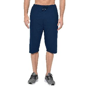 Stylcozy Mens Cotton Blended Regular Fit 3/4th Capri Navy Blue