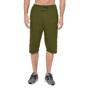Stylcozy Mens Cotton Blended Regular Fit 3/4th Capri Olive