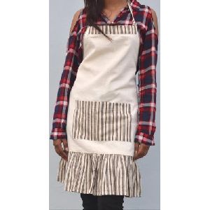 Reverse Striped Fringed Apron