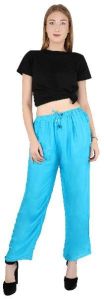 Casual Wear Blue Rayon Pants