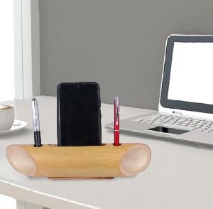 Eco-friendly Portable Bamboo Amplifier with Pen Holder