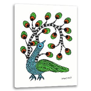 Bird with New Feathers | Gond Painting