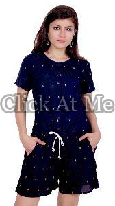 Blue Half Sleeve Jumpsuit