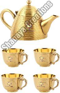 Brass Tea Kettle and Cup Set
