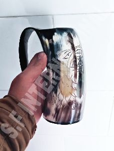 Buffalo Drinking Black & White Horn Mug
