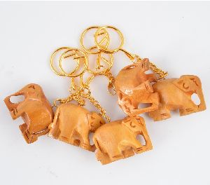 Wooden Elephant Keychain