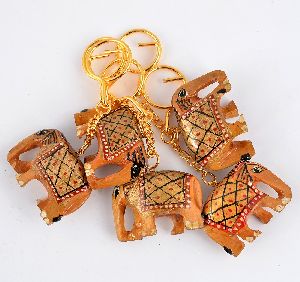 Wooden Elephant Keychain