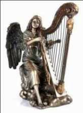 Copper Harp Angel Statue