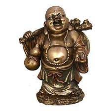 Copper Standing Laughing Buddha Statue