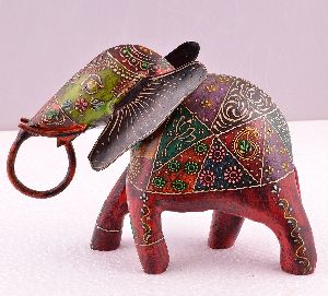 Wooden Painted Elephant Statue