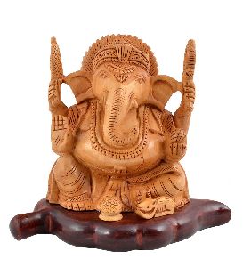 Wooden Carved Ganesha Statue