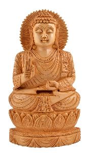 Wooden Kamal Buddha Statue