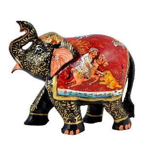 Wooden Painted Elephant Statue