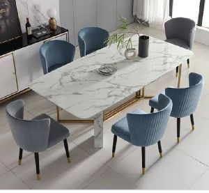 marble dining white table set