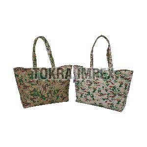 Jute & Cotton Fabric Reversible Tote Bag