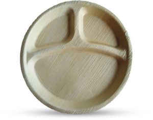 3 Compartment Round Areca Leaf Plate