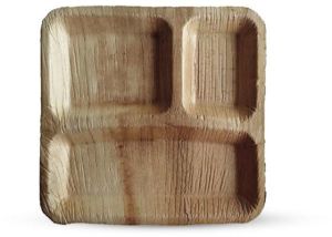 3 Compartment Square Areca Leaf Plate