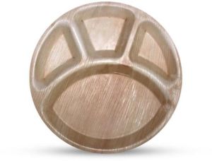 4 Compartment Round Areca Leaf Plate