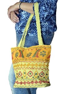 handmade embroidery mirror work indian tote shoulder hand bag