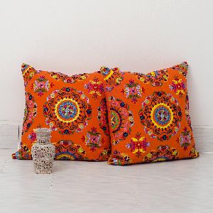 Indian Handmade Suzani Cushion Cover Embroidery Work Pillow Case Pomp Pomp laces Home Decor Wedding