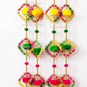 Indian Traditional Pompom Flower Door Hanging Decorative Ornaments Festive Decoration