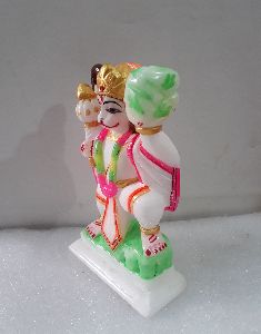 Multicolor White Marble Hanuman Ji Statue