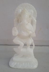 White Marble Fine Ganesh Ji with Mouse Statue