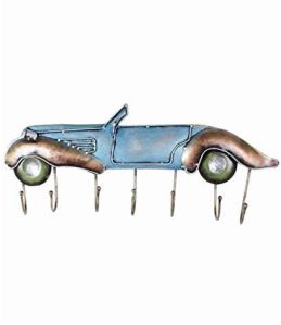 Iron Wall Mounted Blue Car with 7 Hook