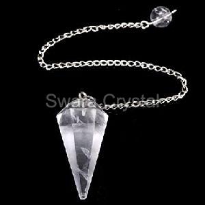 crystal pendulum ,Clear Quartz Pendulum, Faceted with Chain (Crystal Pendulum, Dowsing, Divination)
