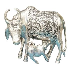 Silver Cow and Calf Idol