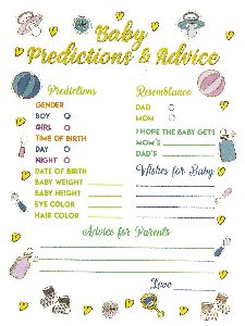 hippity hop baby gender prediction advice game card