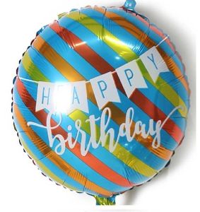 hippity hop happy birthday bunting script round foil balloon