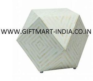HOME DECORATIVE DIAMOND SHAPE BONE INLAY STOOL
