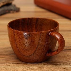 NATURAL SHEESHAM WOOD CUP AND GLASS