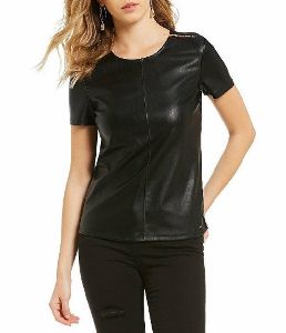 W3 Women Leather T-Shirt