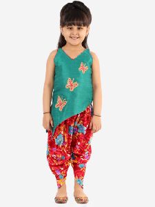 Girls Cross Cut Kurti Dhoti Set