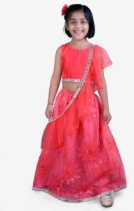 Girls Lehenga Choli with Cross Dupatta