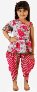 Girls Mira Frilly Sleeves Peplum Top with Dhoti