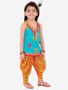 Girls Mor Pankh Halter Neck Kurti Dhoti