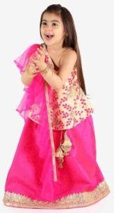 Girls Peplum Top and Lehenga Set