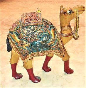 Wooden Carved Camel Statue