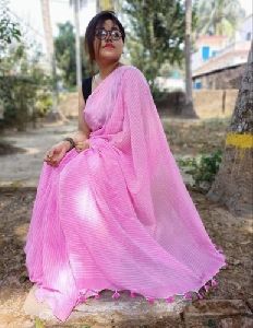 Zari Pink Khadi Cotton Saree