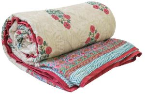 Pink City Handblock Printed Cotton Quilt