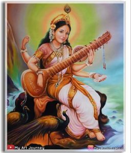 Godess Saraswati oil painting