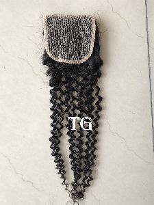 Raw Brazilian Unprocessed Curly Closure Human Hair Extension