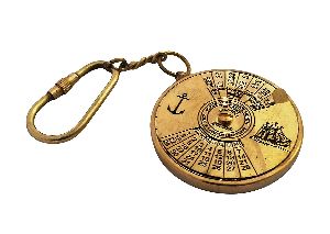 Vintage Brass 100 Years Calendar Key-chain