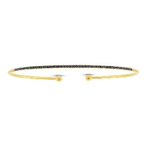 0.61 Carat Black Diamond Bangle Cuff Bracelet In 14k Yellow Gold