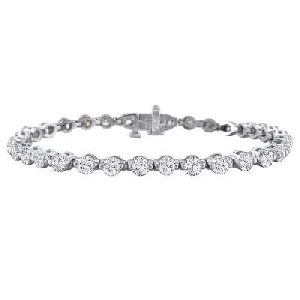 3.50 Carat White Diamonds Tennis Bracelet In 14k White Gold