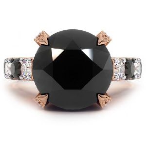 7.00 Carat Black Diamond Engagement Ring 14k Rose Gold